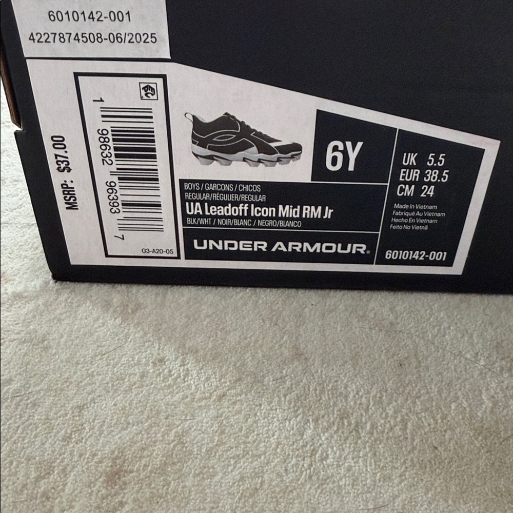 Under Armour Youth Leadoff Icon Mid Rm Jr Baseball Cleats Size 6Y Boys Girls - Picture 7 of 7